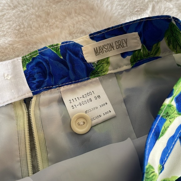 Mayson Grey Blue Floral Rose A-Line Skirt - Picture 3 of 5